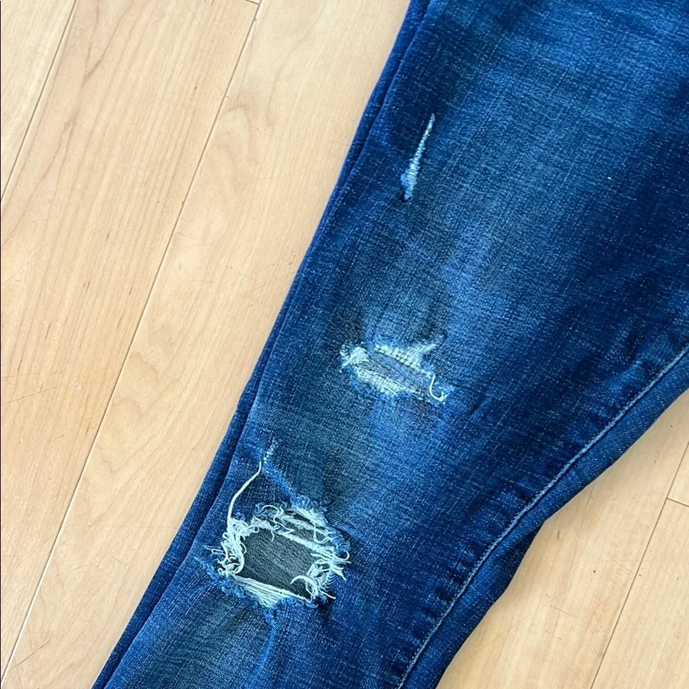 American Eagle Outfitters Men's Ripped Dark Blue Skinny Jeans - Picture 7 of 15